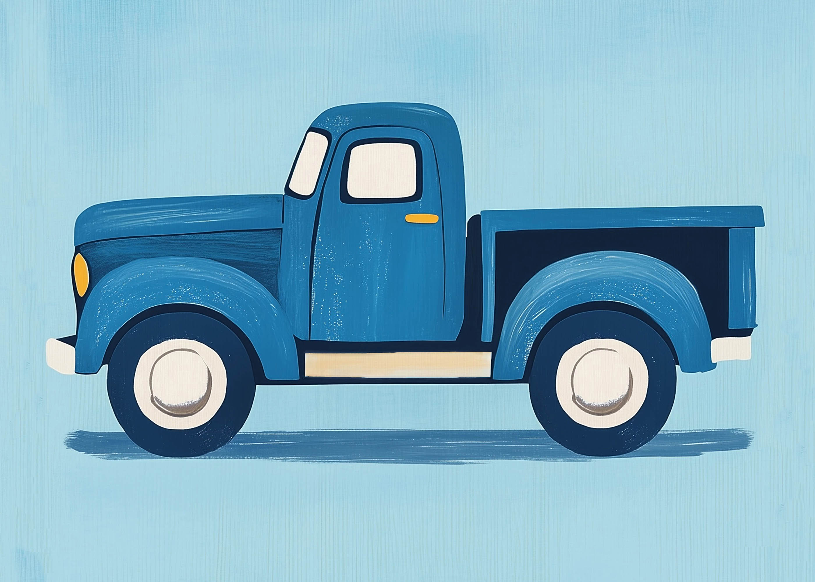 Plakat vintage pickup niebieski dla dzieci retro samochód