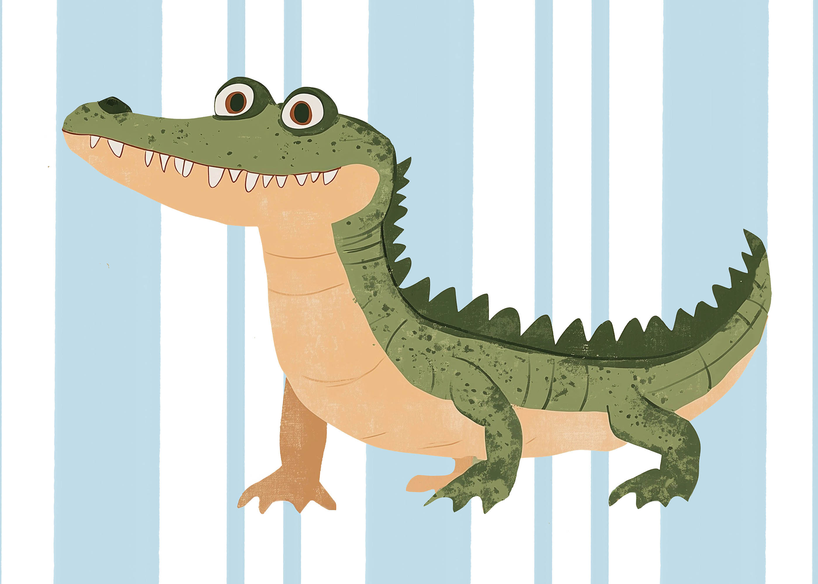 Plakat uśmiechnięty krokodyl dla dzieci zielony safari