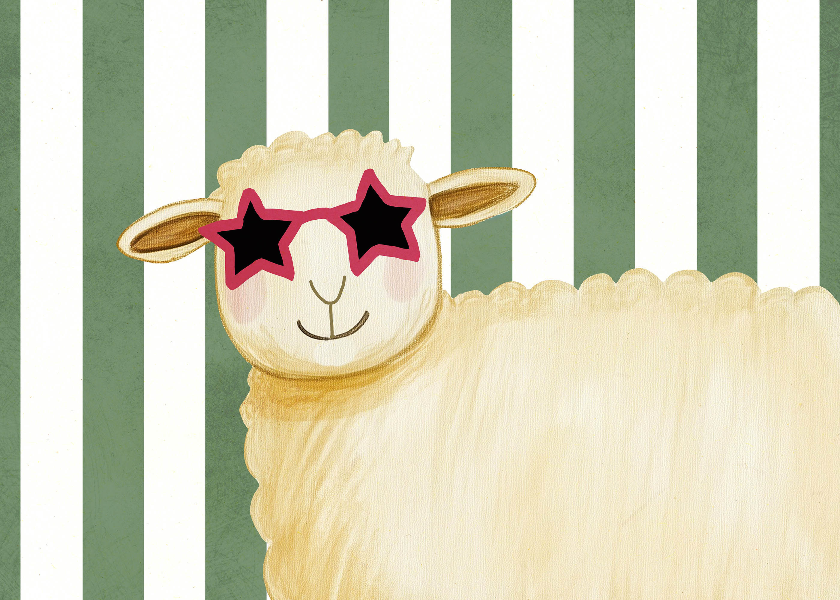 Plakat owieczka w różowych okularach dla dzieci