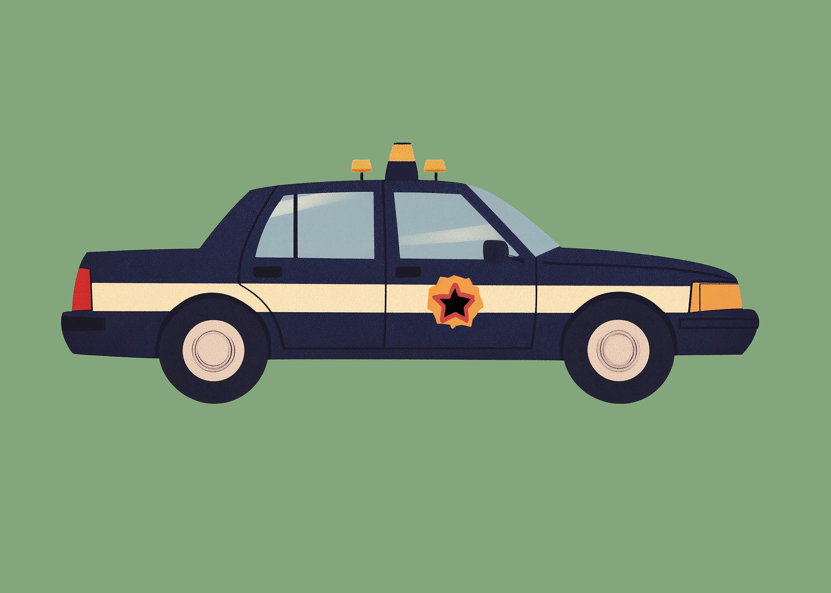 Plakat policyjny radiowóz dla dzieci minimalistyczny