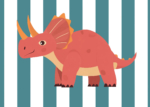 Plakat triceratops dla dzieci koralowy dinozaur skandynawski