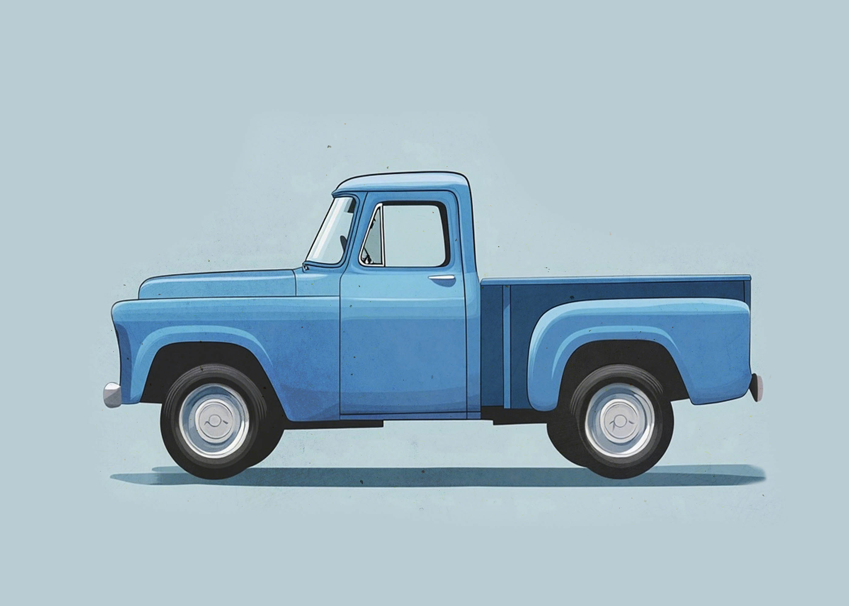 Plakat niebieski pickup retro dla dzieci vintage truck