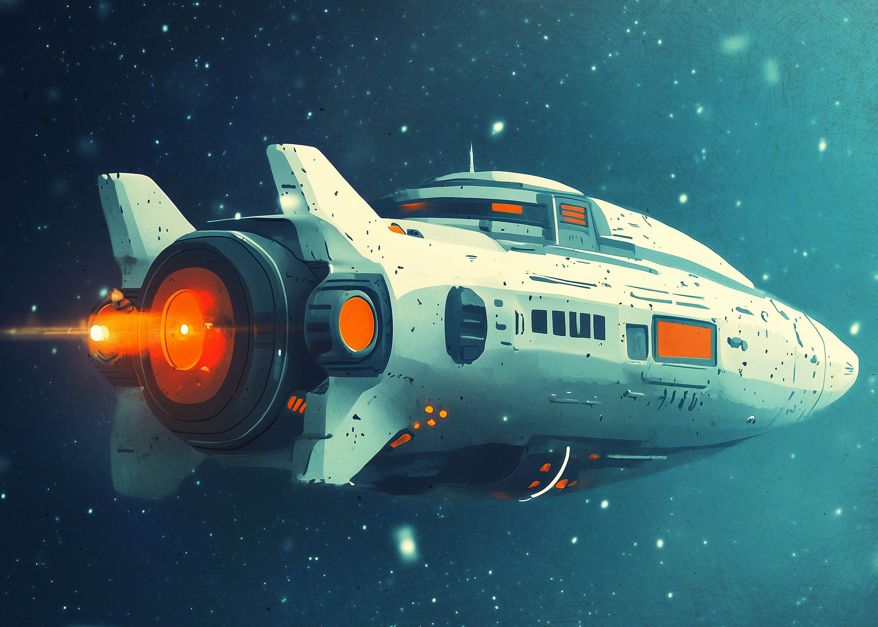 Plakat futurystyczny statek kosmiczny dla dzieci