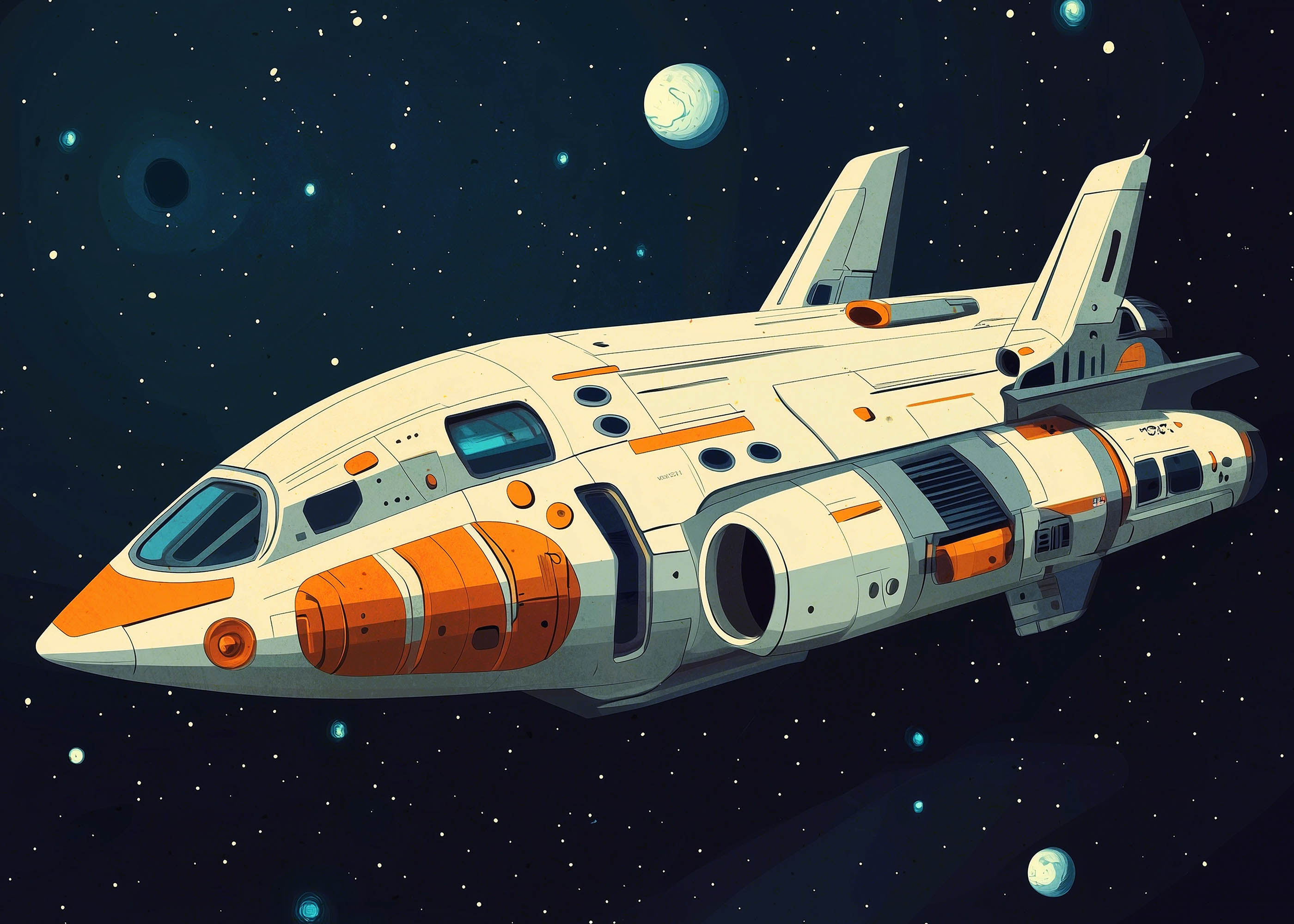 Plakat statek kosmiczny dla dzieci w stylu vintage