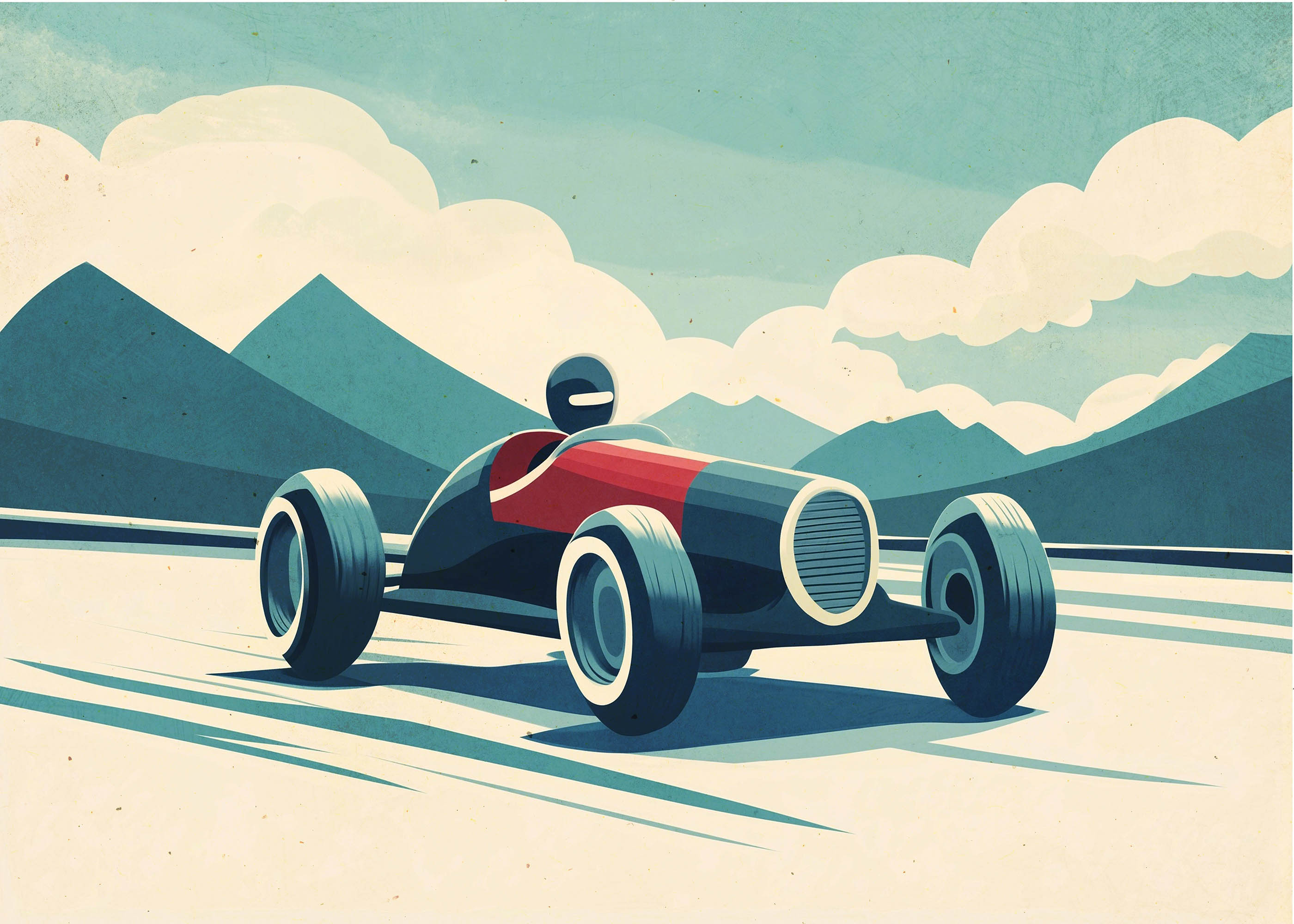 Plakat vintage bolid wyścigowy retro motoryzacja dla dzieci