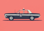 Plakat radiowóz policyjny retro minimalistyczny dla dzieci