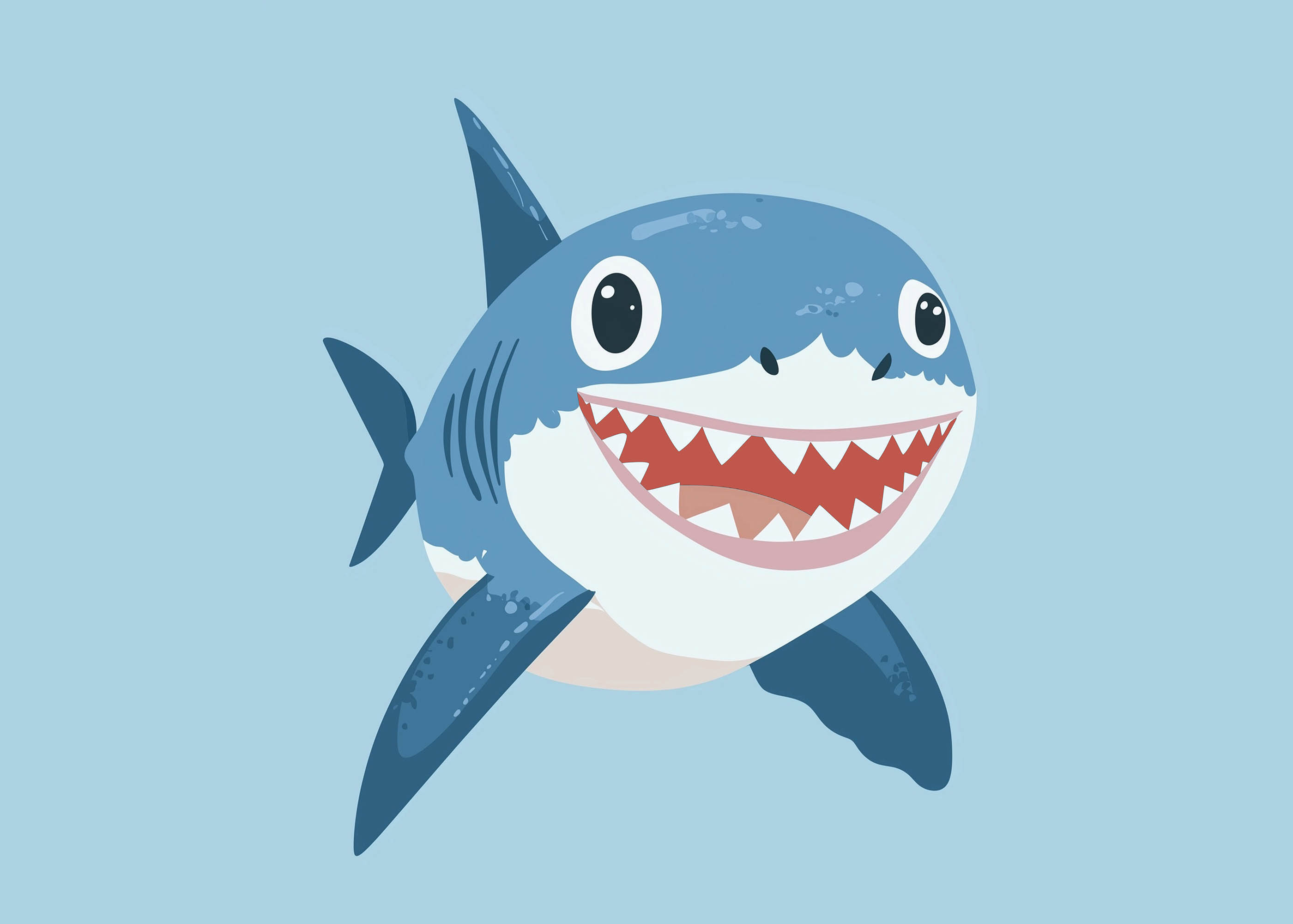 Plakat przyjazny rekin dla dzieci niebieski ocean