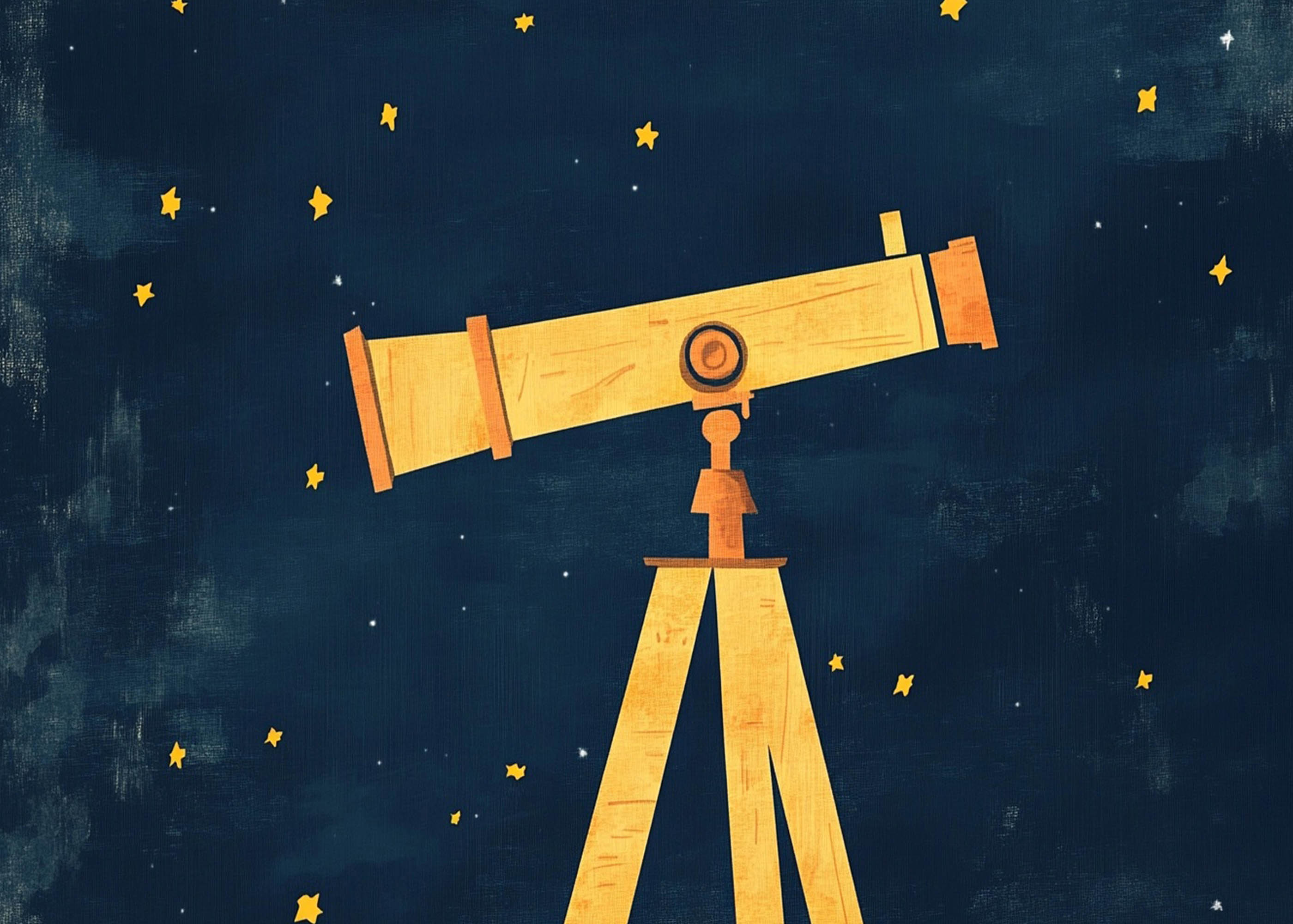 Plakat teleskop na trójnogu gwiazdy niebo dla dzieci