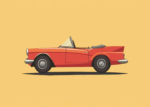Plakat czerwony kabriolet retro vintage auto klasyczny