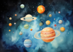 Plakat kosmos planety gwiazdy dla dzieci pokój dziecięcy
