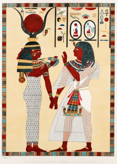 Plakat egipski kapłan ceremonia Belzoni 1820 antyk