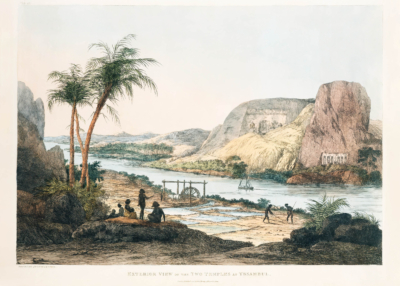 Plakat Egipt Abu Simbel Belzoni 1820 vintage rycina