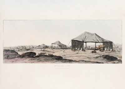 Plakat obóz Beduinów pustynia Egipt Belzoni 1820