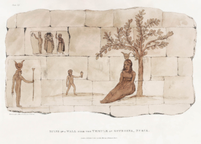 Plakat egipski relief starożytny Belzoni odkrycia 1820