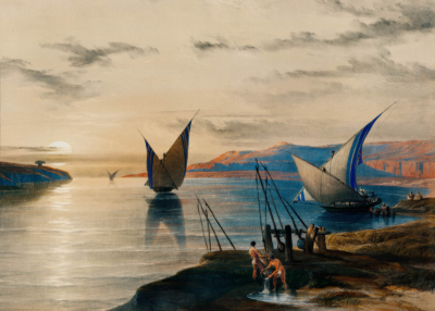 Plakat Nil o zachodzie słońca David Roberts Egipt