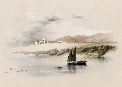 Plakat Egipt widok na Nil David Roberts antyczny