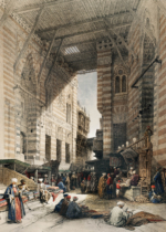 Plakat Bazar w Kairze David Roberts orientalna litografia