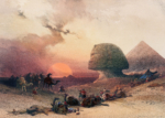 Plakat Sfinks i piramidy David Roberts Egipt 1846