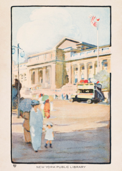 Plakat Nowojorska Biblioteka Publiczna vintage retro