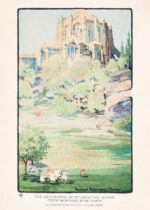 Plakat Katedra św. Jana Nowy Jork akwarela vintage