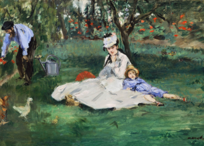 Plakat Rodzina Monet w ogrodzie Édouard Manet impresjonizm