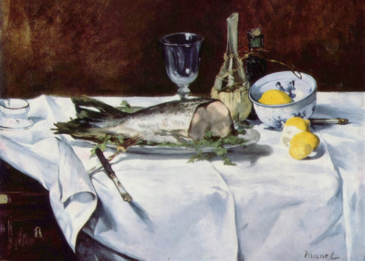 Plakat Martwa natura z łososiem Édouard Manet reprodukcja