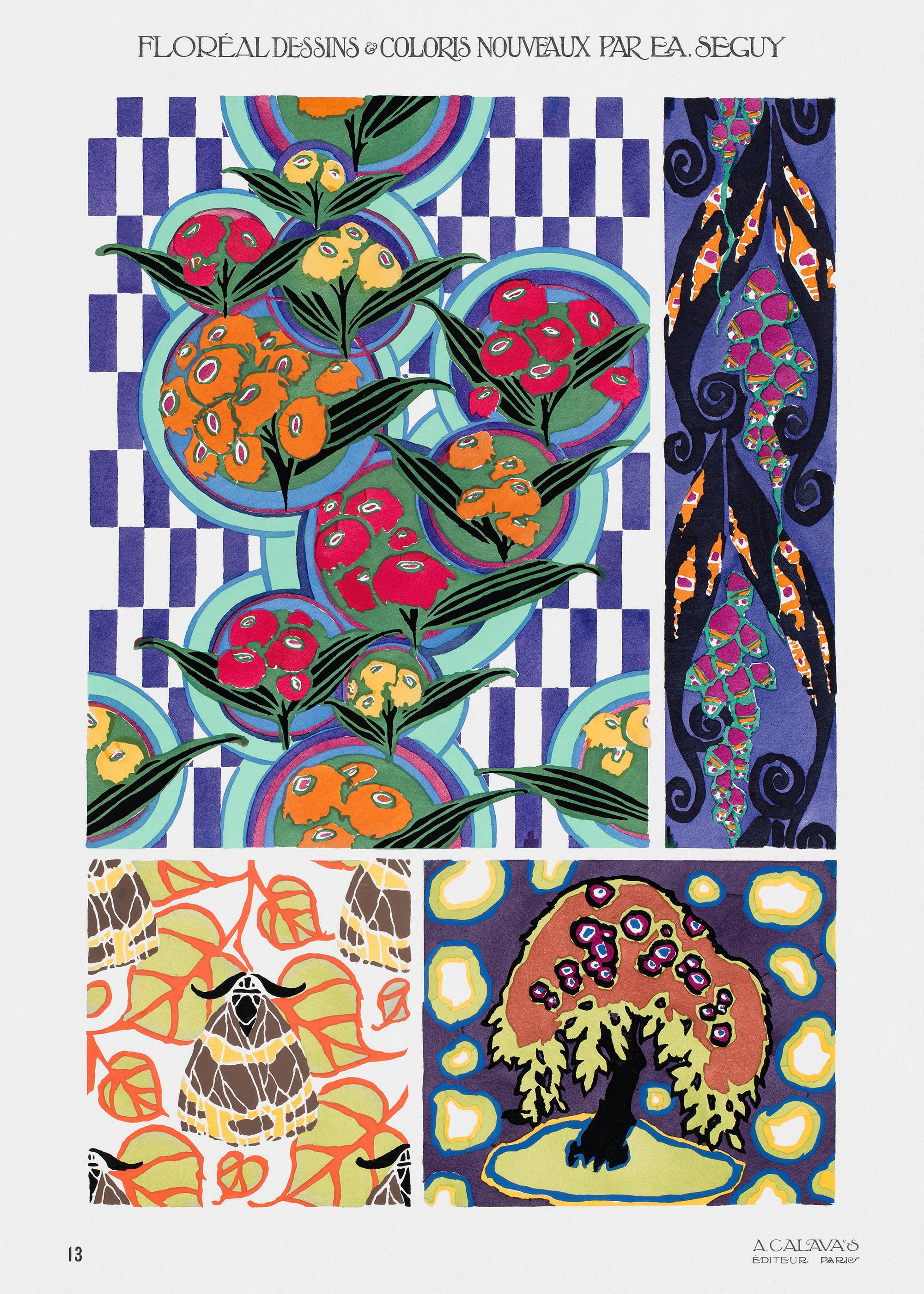 Plakat Séguy Floréal motywy floralne art nouveau vintage