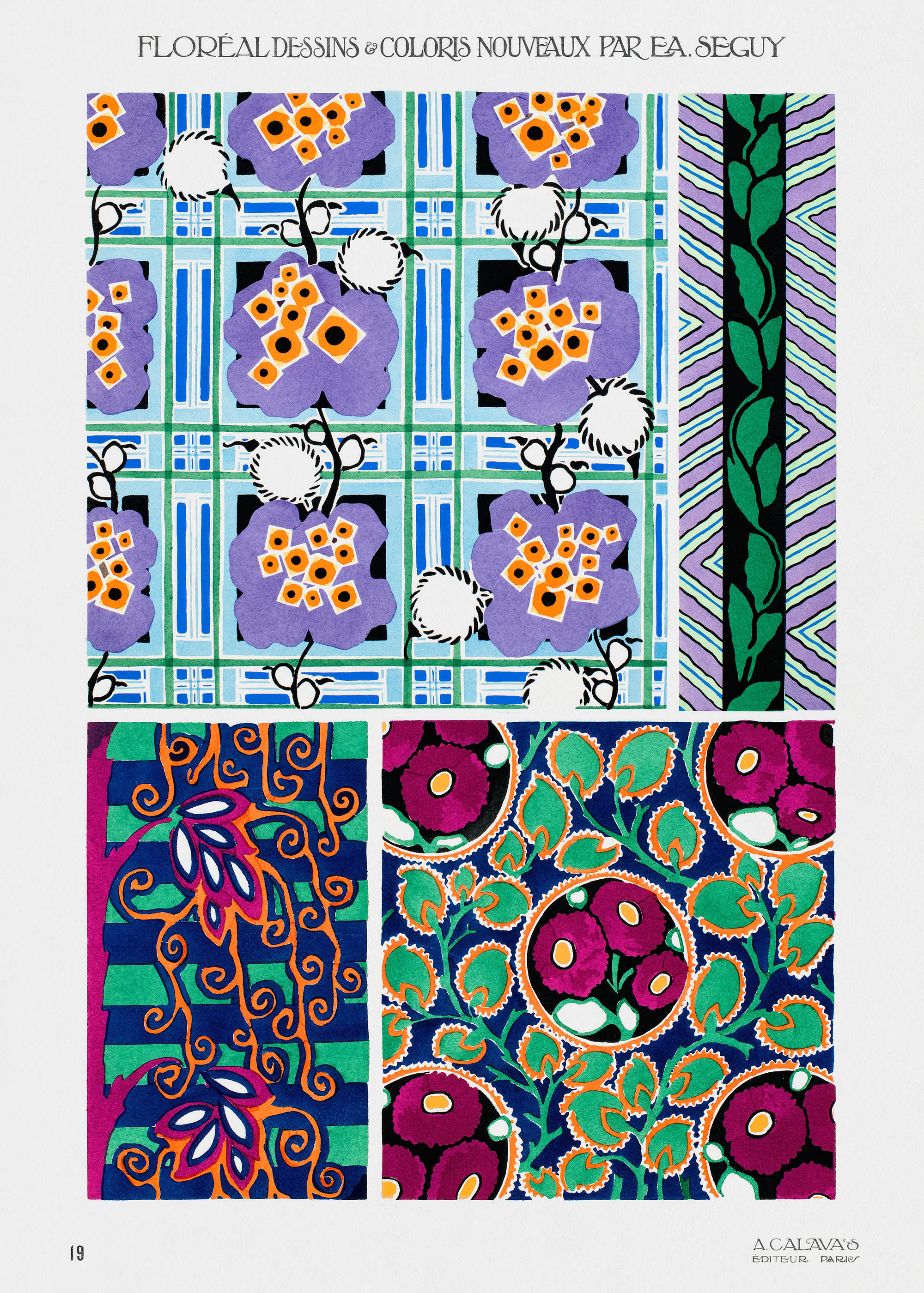 Plakat Émile-Allain Séguy wzory florystyczne art déco