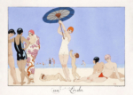 Plakat Eau Lido plaża Art Deco George Barbier 1919