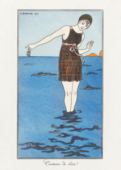 Plakat Art Deco kobieta na plaży George Barbier 1913