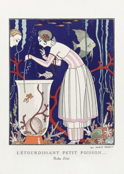 Plakat George Barbier Art Deco moda kobieta akwarium 1914