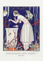 Plakat George Barbier Art Deco moda kobieta akwarium 1914