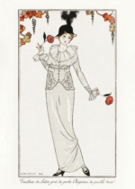 Plakat Tancerka Art Deco George Barbier czarne róże