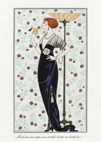 Plakat Art Deco czarna suknia wieczorowa George Barbier