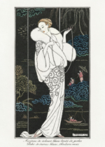 Plakat Art Deco George Barbier elegancka dama w futrze