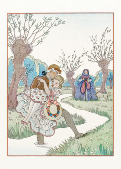 Plakat George Barbier Art Deco taniec zakochanych zima