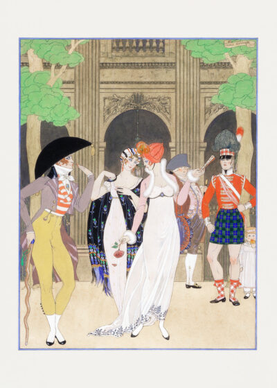 Plakat Art Deco George Barbier eleganckie postacie 1920