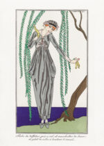 Plakat Art Deco George Barbier szara suknia z tafty
