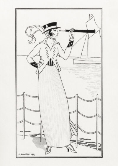 Plakat Art Deco elegancka dama z lunetą George Barbier