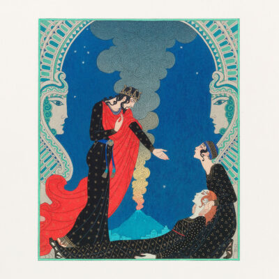 Plakat Art Deco George Barbier romantyczna scena