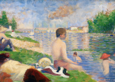 Plakat Seurat kąpielisko Seine pointylizm neoimpresjnizm