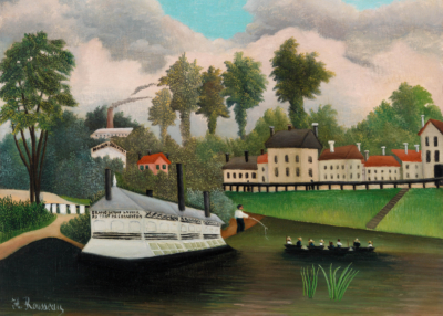 Plakat Grand bateau à vapeur Henri Rousseau parowiec rzeka