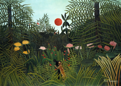 Plakat Negra Atakowana przez Jaguara Henri Rousseau