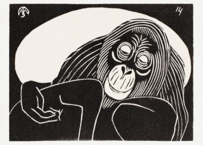 Plakat Samuel de Mesquita drzeworyt czarno-biały kobieta