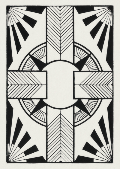 Plakat geometryczny czarno-biały krzyż z promieniami Samuel Jessurun de Mesquita