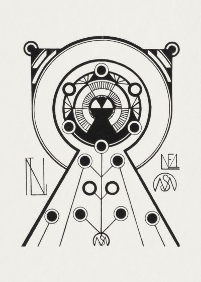 Plakat mandala ornamenty Samuel Mesquita czarno-biały geometryczny