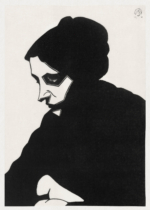 Plakat czarno-biały portret kobiety 1913 Samuel Jessurun de Mesquita