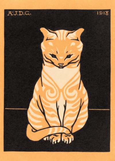 Plakat kot drzeworyt Julie de Graag 1918 vintage grafika