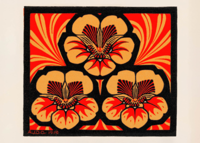 Plakat kwiaty hibiskusa Julie de Graag 1919 secesja