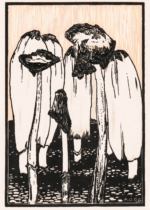 Plakat czarno-biały Grzyby 1915 Julie de Graag vintage